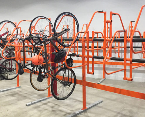 bike locker with bikes