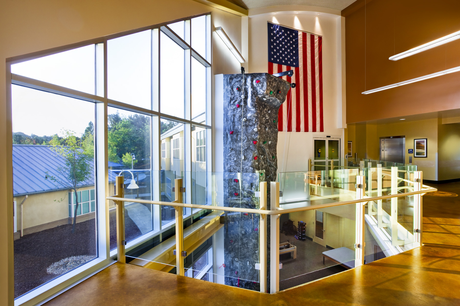 Climbing wall in lobby